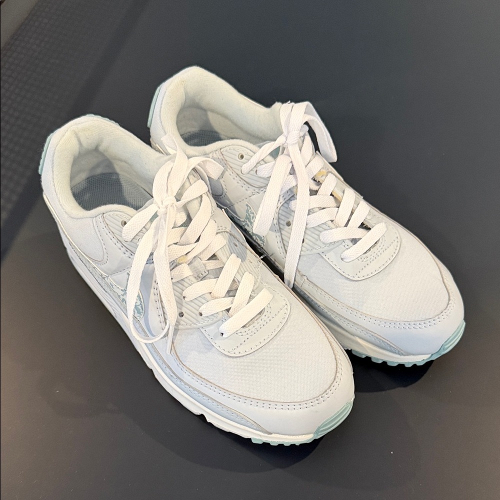 Nike White and Light Blue Women's Sneakers